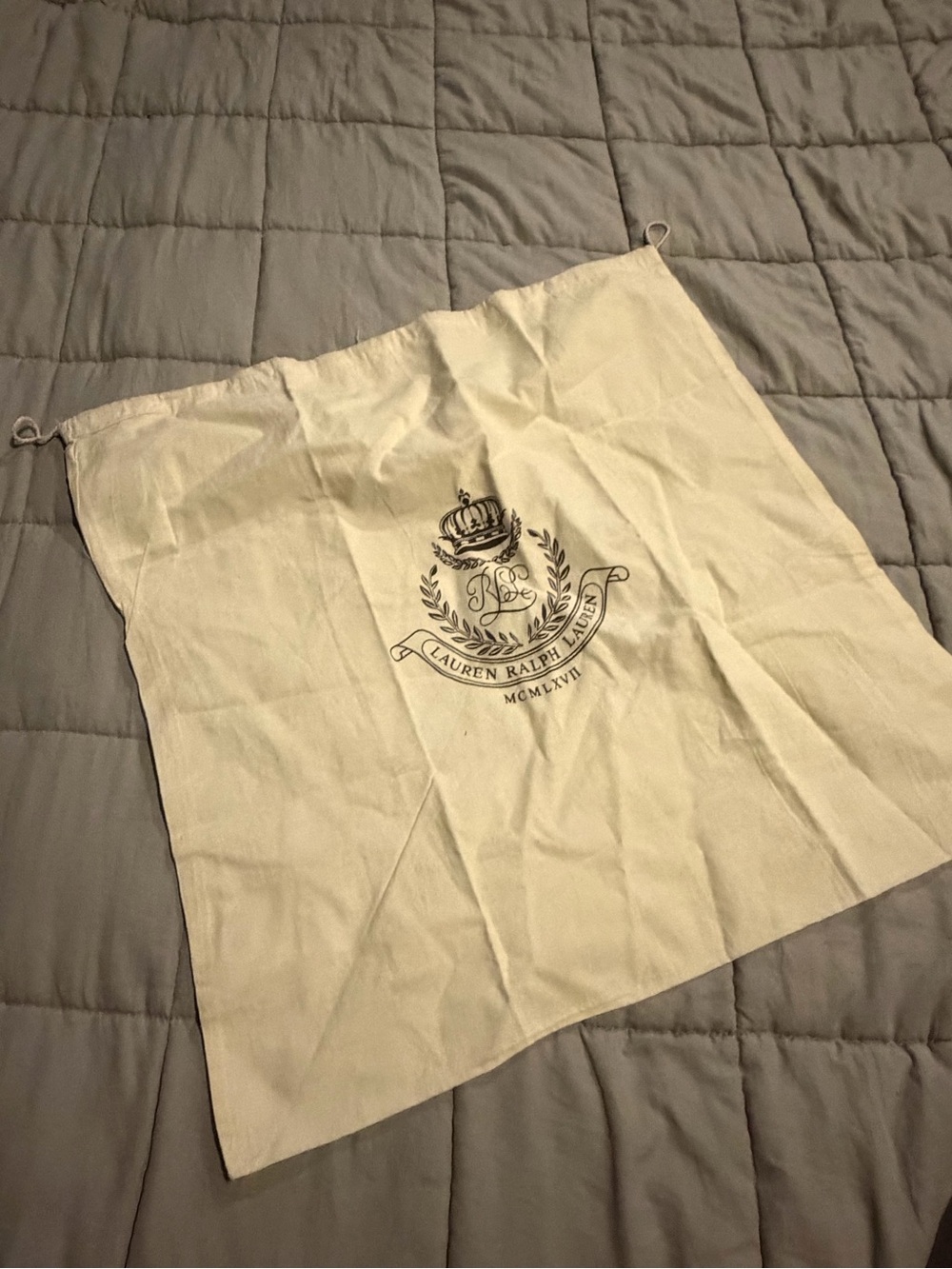 Lauren Ralph Lauren Cream Drawstring Dust Cover with Crest Logo
